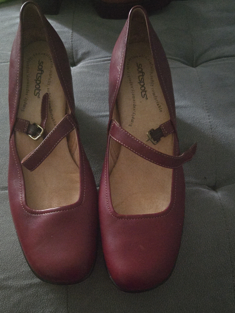 Softspots Women's Wine Mary Jane Flats with Buckle Strap